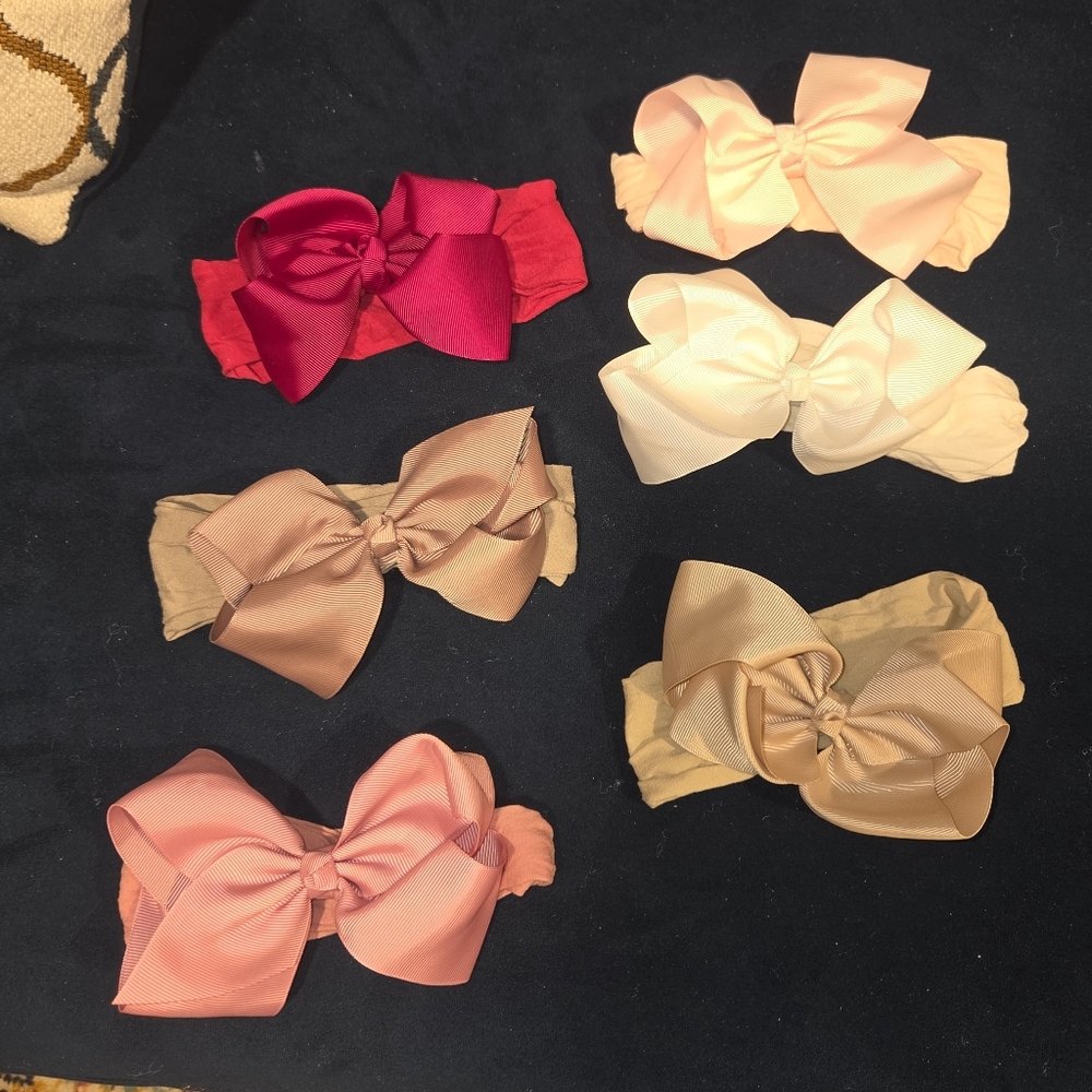 Kids Bow Headband Set - Red, Pink, Cream, Tan